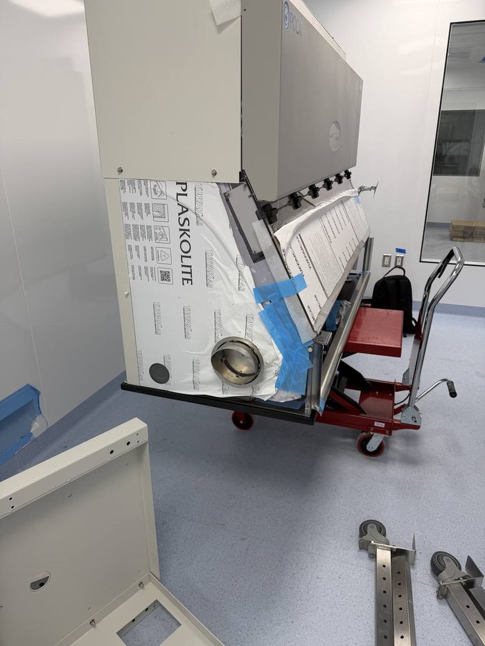 Hazardous compounding cabinet during install and commissioning